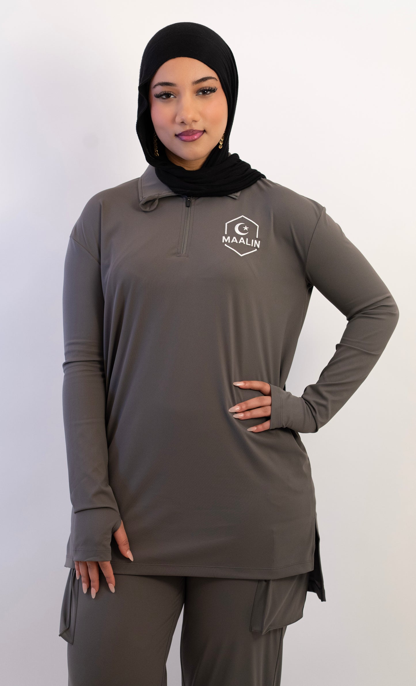 Grey Essential Zip Top