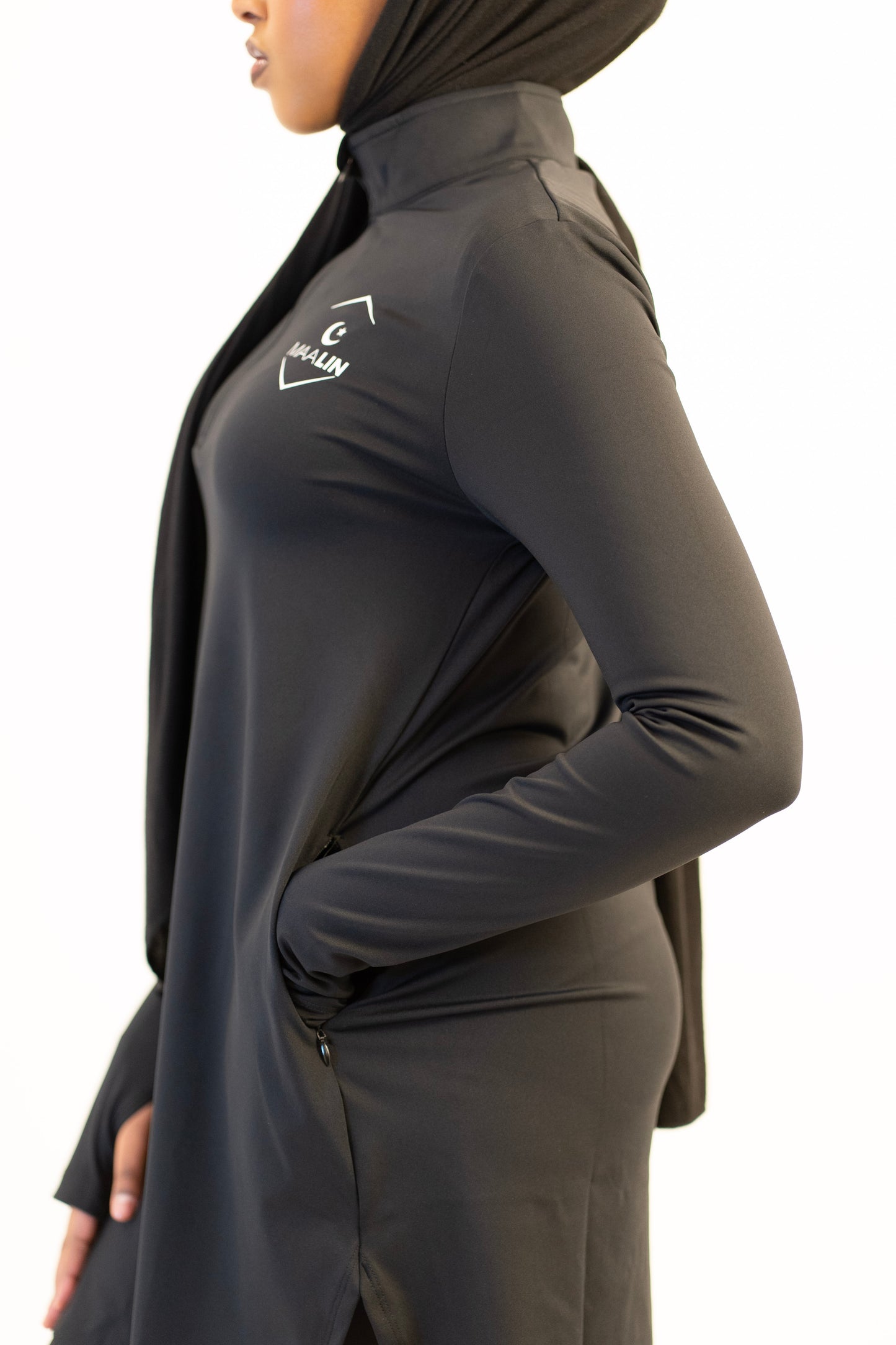 Black Essential Zip Top