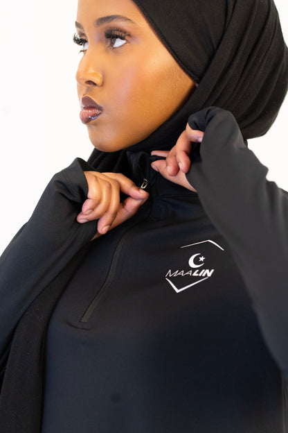 Black Essential Zip Top