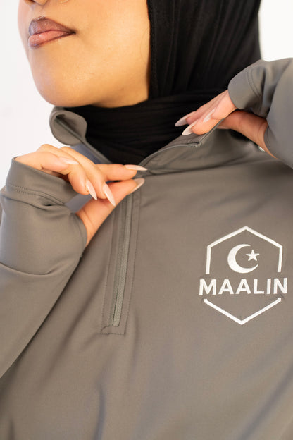 Grey Essential Zip Top