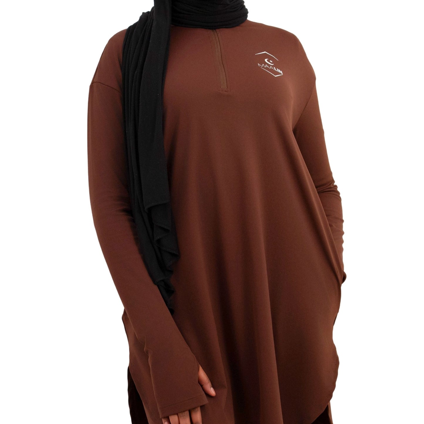 Core Zip Top - Brown