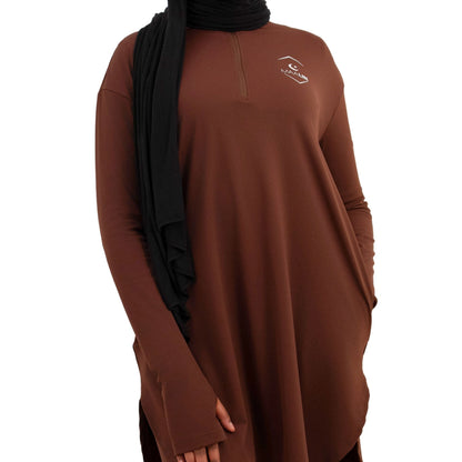 Core Zip Top - Brown