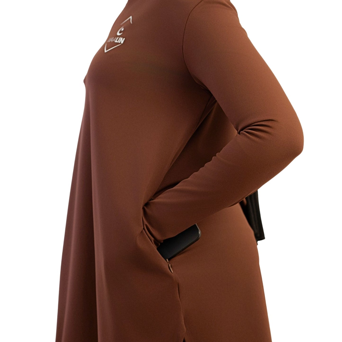 Core Zip Top - Brown