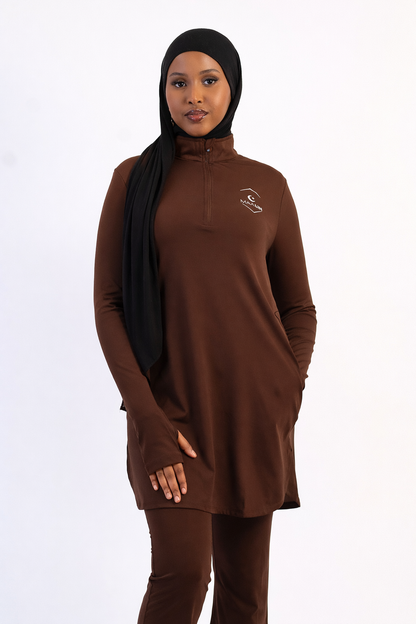 Brown Essential Zip Top